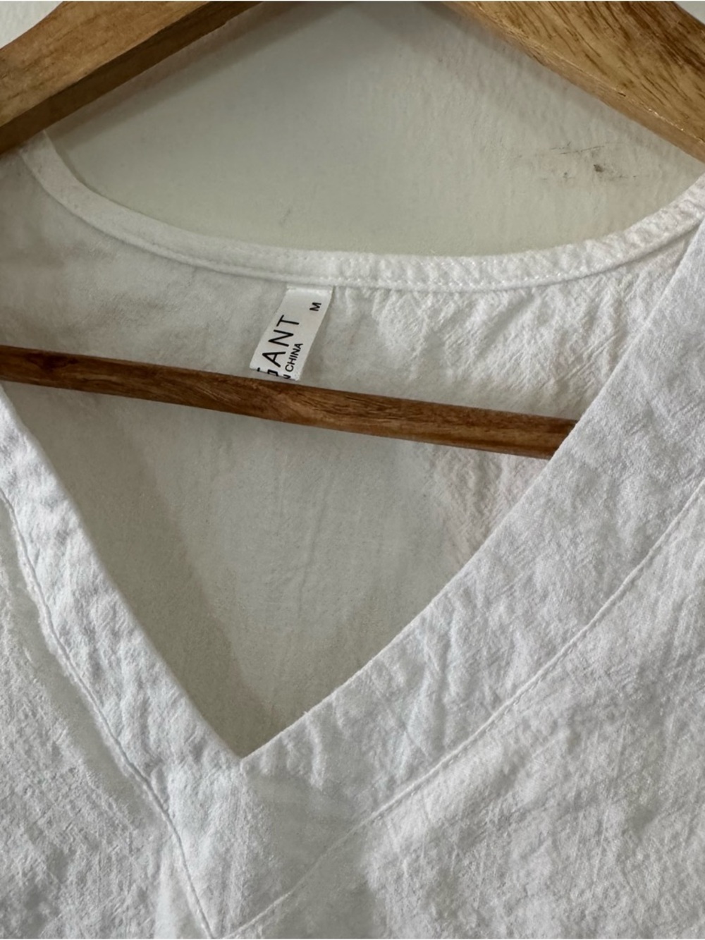 White V-Neck Sleeveless 100% Cotton Tank Linen Look Summer Women’s M Boho - Picture 5 of 8
